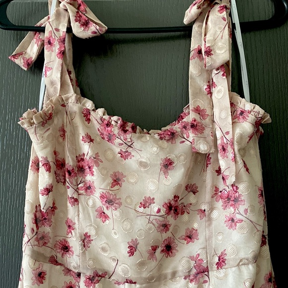 Lulus “Terrace Views” Taupe Floral Dress - Picture 4 of 5